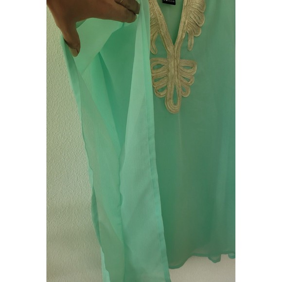 Charlie Paige Womens Turquoise Embroidered One Size Swim Cover Up Tunic Beach - Picture 9 of 11